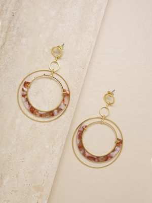 Neptune's Moon Blush Resin Hoop 18k Gold Plated Earrings