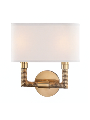 Hudson Valley Lighting Dubois 2-bulb Sconce - Aged Brass & Off White