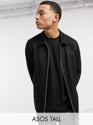 Asos Design Tall Harrington Jacket In Black