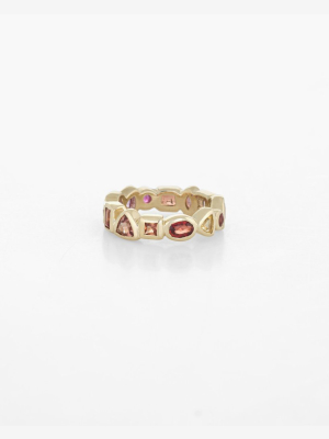 Multi Sapphire, Ruby & Tourmaline Confetti Ring In 14k Gold