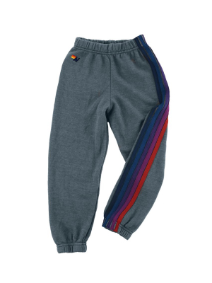 Kid's 5 Stripe Sweatpants - Slate // Purple