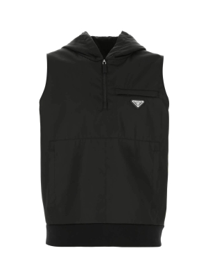 Prada Logo Plaque Hooded Gillet