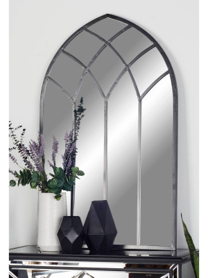 Modern Iron Framed Arched Window Wall Mirror Gray - Olivia & May