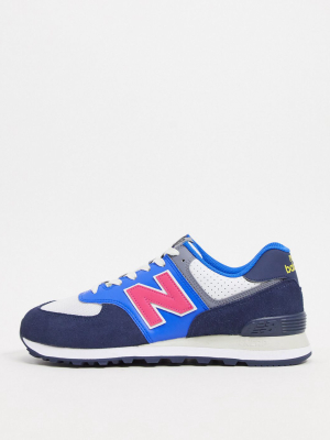 New Balance 574 Sneakers In Light Blue And Navy