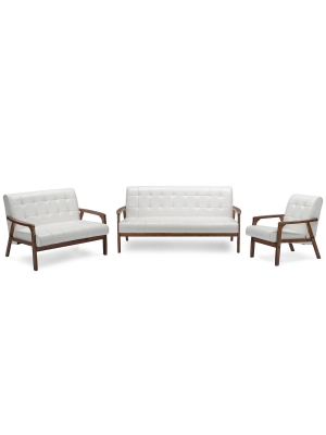 3pc Mid Century Masterpieces Living Room Set White - Baxton Studio