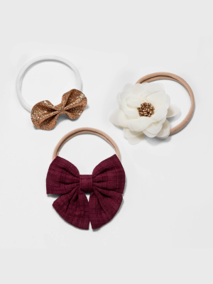 Toddler Girls' 3pk Holiday Bow And Flower Headband - Cat & Jack™