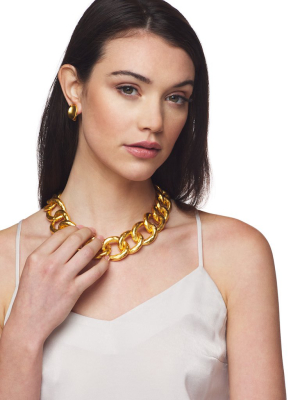 Satin Gold Hammered Link Necklace