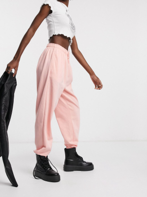 Topshop Sweatpants In Bright Pink