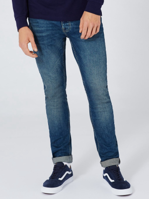 Mid Blue Vintage Wash Stretch Skinny Jeans