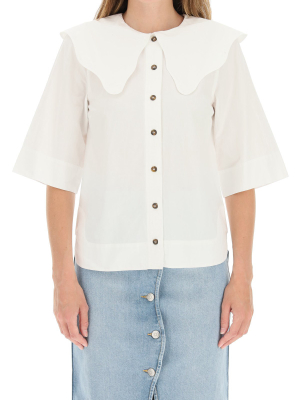 Ganni Oversized Wavy Peter-pan Collar Blouse