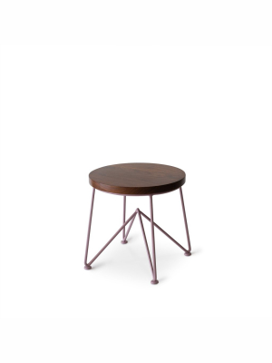 Walnut Stool With Mauve Base