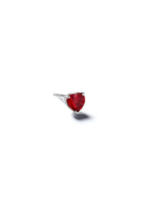 Heart Shaped Ruby Single Stud