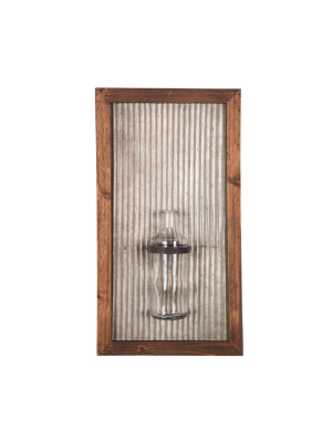 10.2 X 19 Inch Rustic Wood And Metal Glass Bud Vase Wall Décor - Foreside Home & Garden