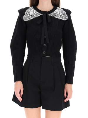 Self-portrait Layered Shoulder Detail Cardigan