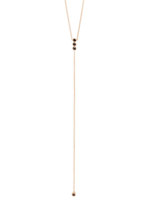 14k Bezel Set Black Diamond Bar Lariat Necklace