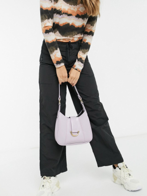 Asos Design Saddle Shoulder Bag With Hardware In Glossy Lilac