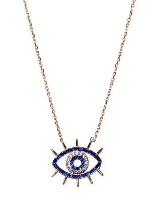 Sterling Cz Evil Eye Necklace