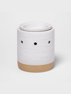 5.2" X 4.7" Stoneware And Matte Clay Wax Warmer White - Threshold™