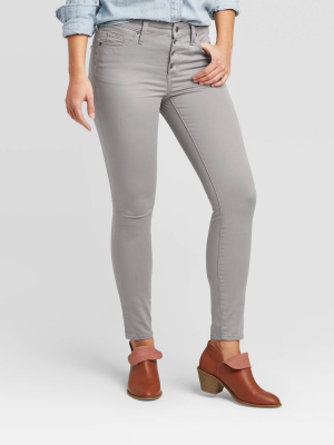 Women's High-rise Classic Fly Button Skinny Jeans - Universal Thread™ Gray