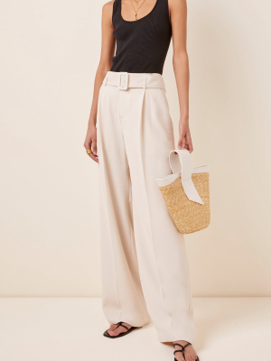 Amphora Straw And Leather Top-handle Bag