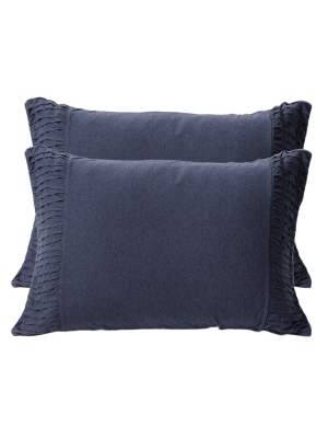 Lazybones Rosette Standard Pillowcase Set In Heather Indigo Organic Cotton