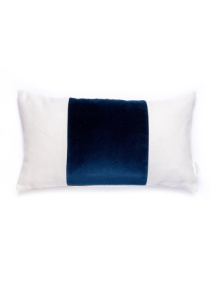 Velvet Broad Stripe Pillow In Navy