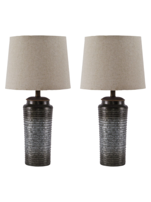 Norbert Metal Set Of 2 Table Lamp Gray - Signature Design By Ashley