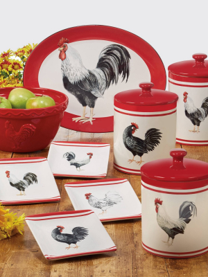 3pc Earthenware Homestead Rooster Canister Set White - Certified International