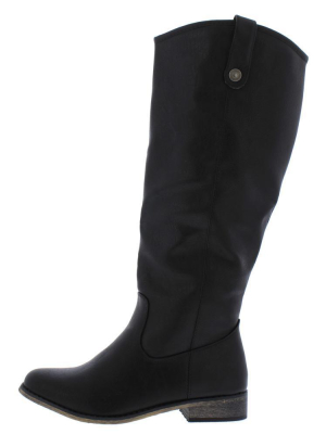 Racho01kh Black Almond Toe Knee High Riding Boot