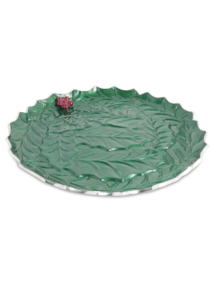 Julia Knight Holly Sprig 13" Round Platter In Emerald