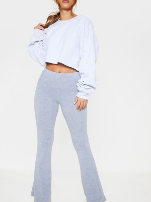 Petite Grey Marl Basic Flare Leg Pants