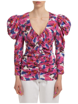 Isabel Marant Floral Print Puff Sleeve Top