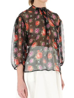 Msgm Sheer Floral Blouse