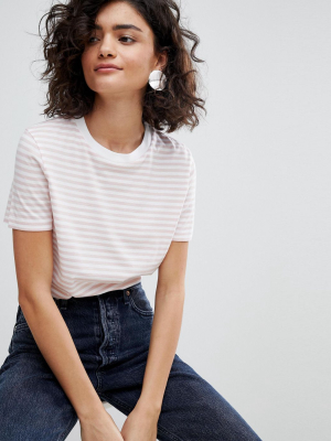 Selected Femme Organic Cotton T-shirt In Stripe