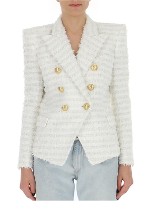 Balmain Double Breasted Tweed Blazer