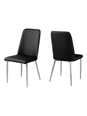 Dining Chair - Black Leather & Chrome - Everyroom
