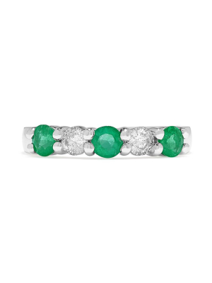 Effy Brasilica 14k White Gold Emerald And Diamond Ring, 0.95 Tcw