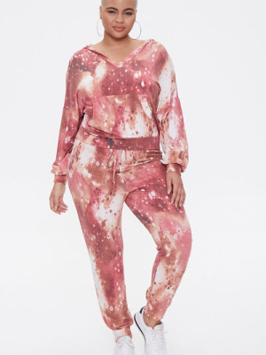 Plus Size Tie-dye Splatter Wash Set