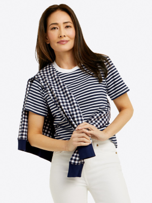 Crewneck T-shirt In Nautical Stripe