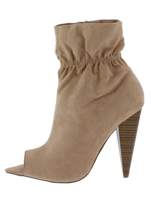 Romo Taupe Pointed Peep Toe Tapered Heel Ankle Boot