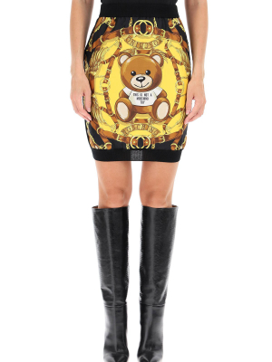 Moschino Bear Logo Print Mini Skirt