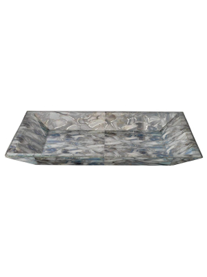 Slate Blue Faux Agate Tray In Slate Blue Faux Agate