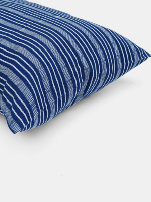 Navy Pinstripe Pillow, Lumbar