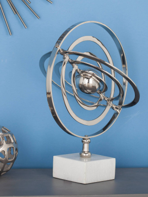 18" X 12" Traditional Silver And Black Armillary Sphere Silver - Olivia & May