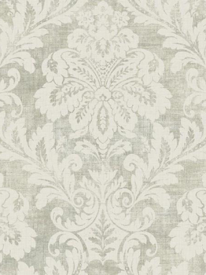 Shimmer Damask Wallpaper In Grey By Seabrook Wallcoverings