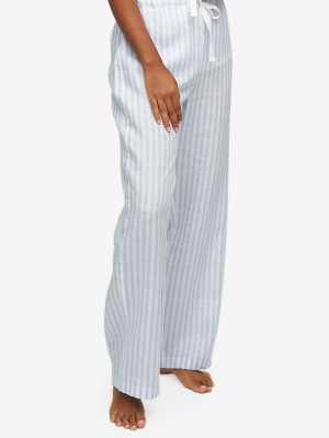 Lounge Pant Pale Blue Linen Stripe