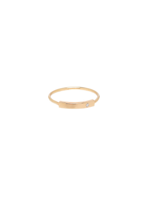 14k Horizontal Diamond Bar Ring