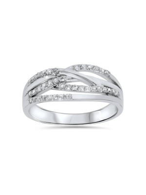 Pompeii3 1/5ct Diamond Crossover Ring 10k White Gold