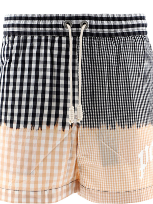 Palm Angels Logo Printed Check Shorts