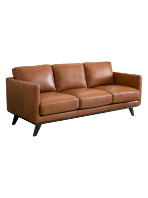 Woodbury Mid Century Top Grain Leather Sofa Camel - Abbyson Living